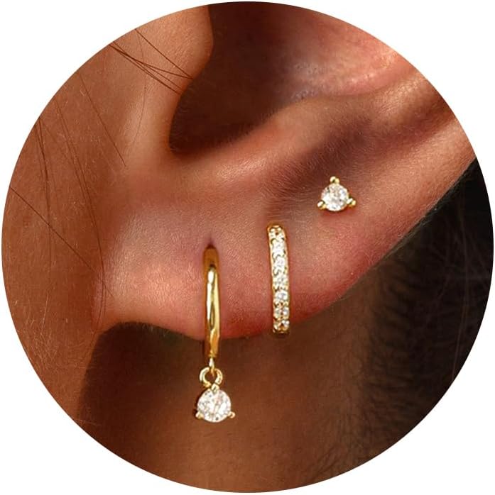 Gold Hoop Earrings Set
