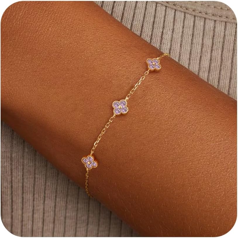 Birthstone Gold Clover Bracelet