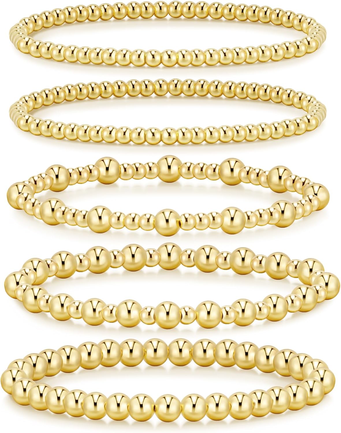 14K Gold Beaded Bracelet Set
