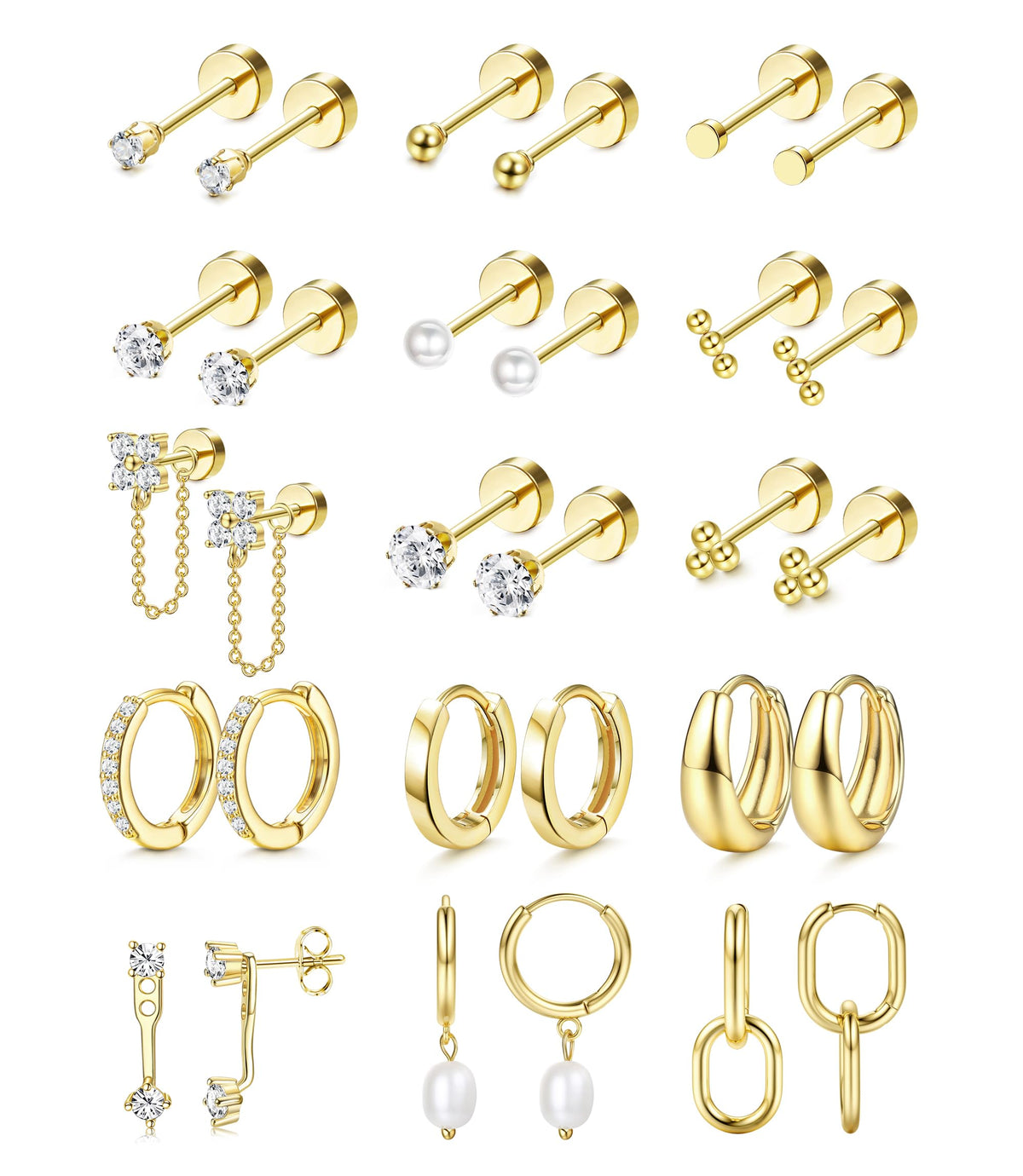 Flat Back Earring Set