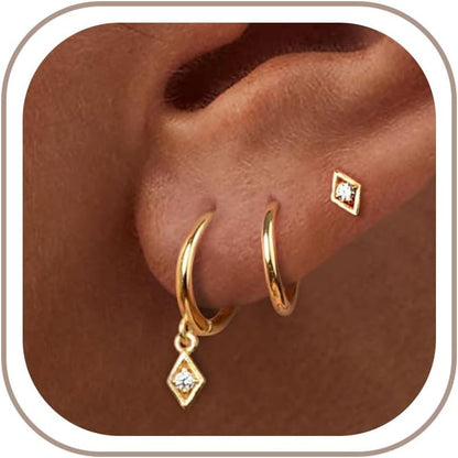 Gold Hoop Earrings Set