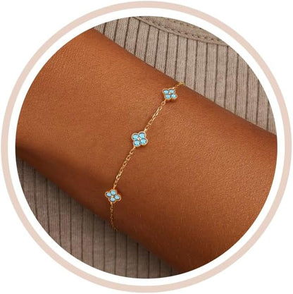 Birthstone Gold Clover Bracelet