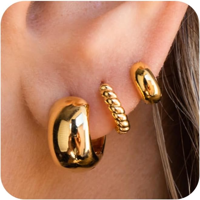 Gold Hoop Earrings Set