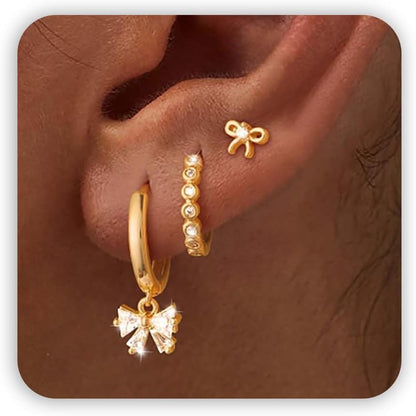 Gold Hoop Earrings Set