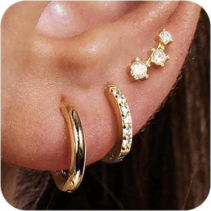 Gold Hoop Earrings Set