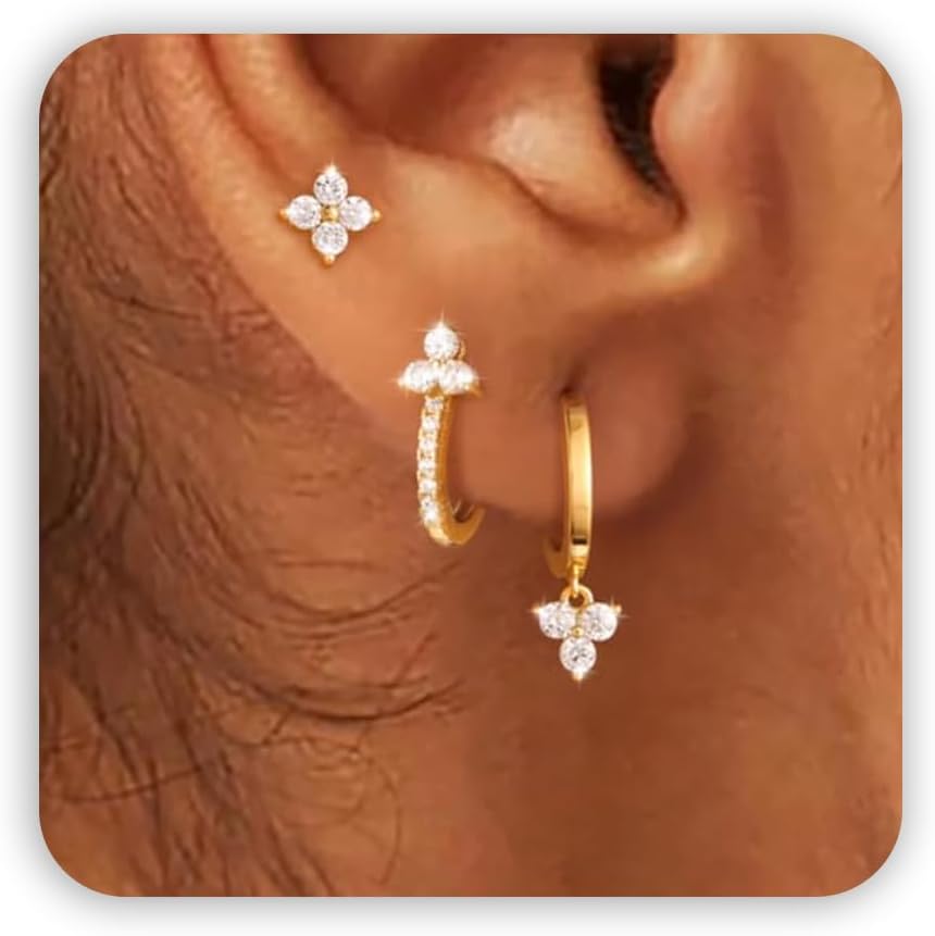 Gold Hoop Earrings Set