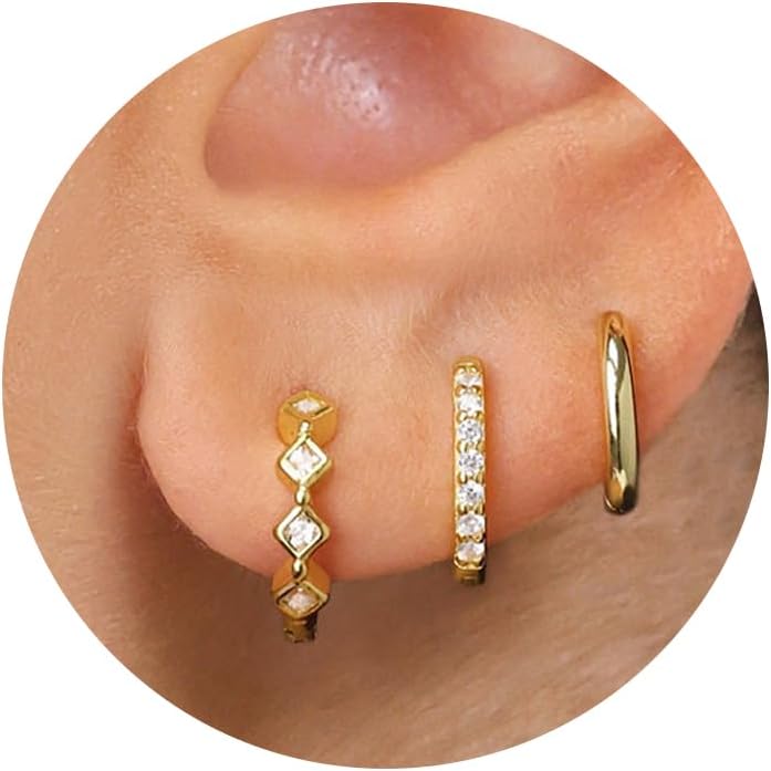 Gold Hoop Earrings Set