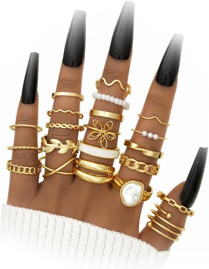 Gold Knuckle Ring Set