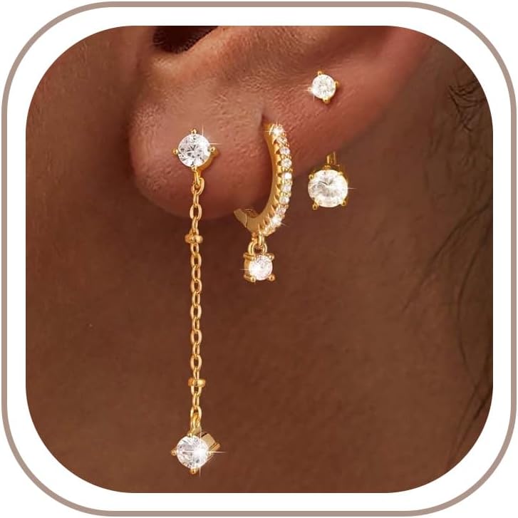 Gold Hoop Earrings Set