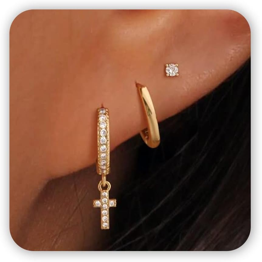 Gold Hoop Earrings Set
