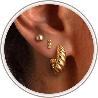 Gold Hoop Earrings Set