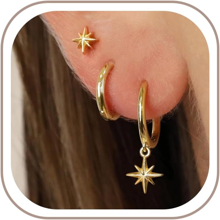 Gold Hoop Earrings Set