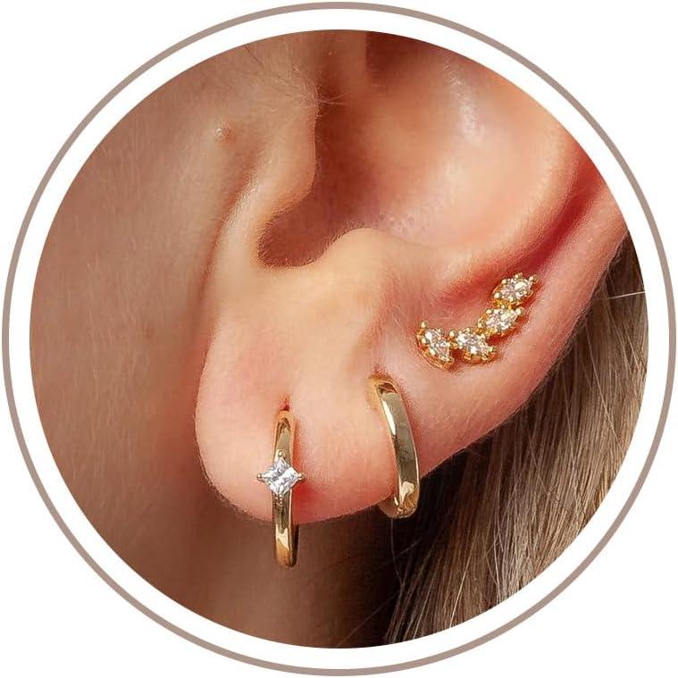 Gold Hoop Earrings Set