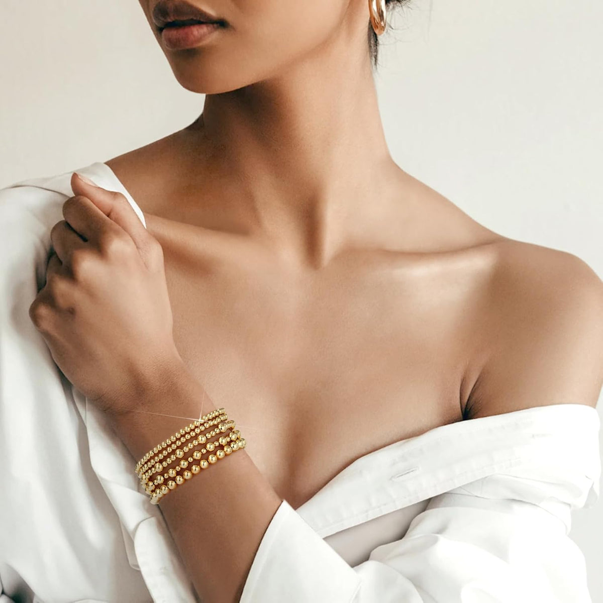 14K Gold Beaded Bracelet Set