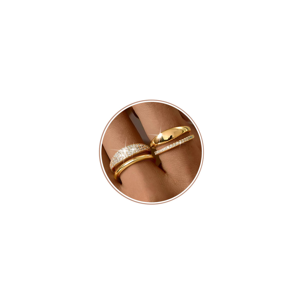 LOLIAS 14K Gold Plated Stackable Rings for Women Non Tarnish - Dainty Cubic Zirconia Wedding Bands Ring Set Minimalist Trendy Statement Engagement Promise Thumb Rings Stacking Size 5-10