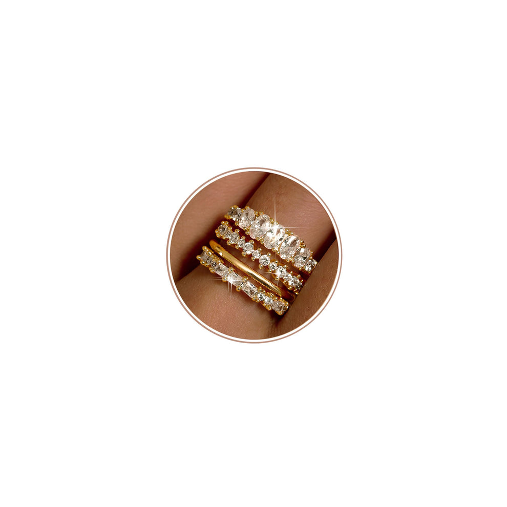 LOLIAS 14K Gold Plated Stackable Rings for Women Non Tarnish - Dainty Cubic Zirconia Wedding Bands Ring Set Minimalist Trendy Statement Engagement Promise Thumb Rings Stacking Size 5-10