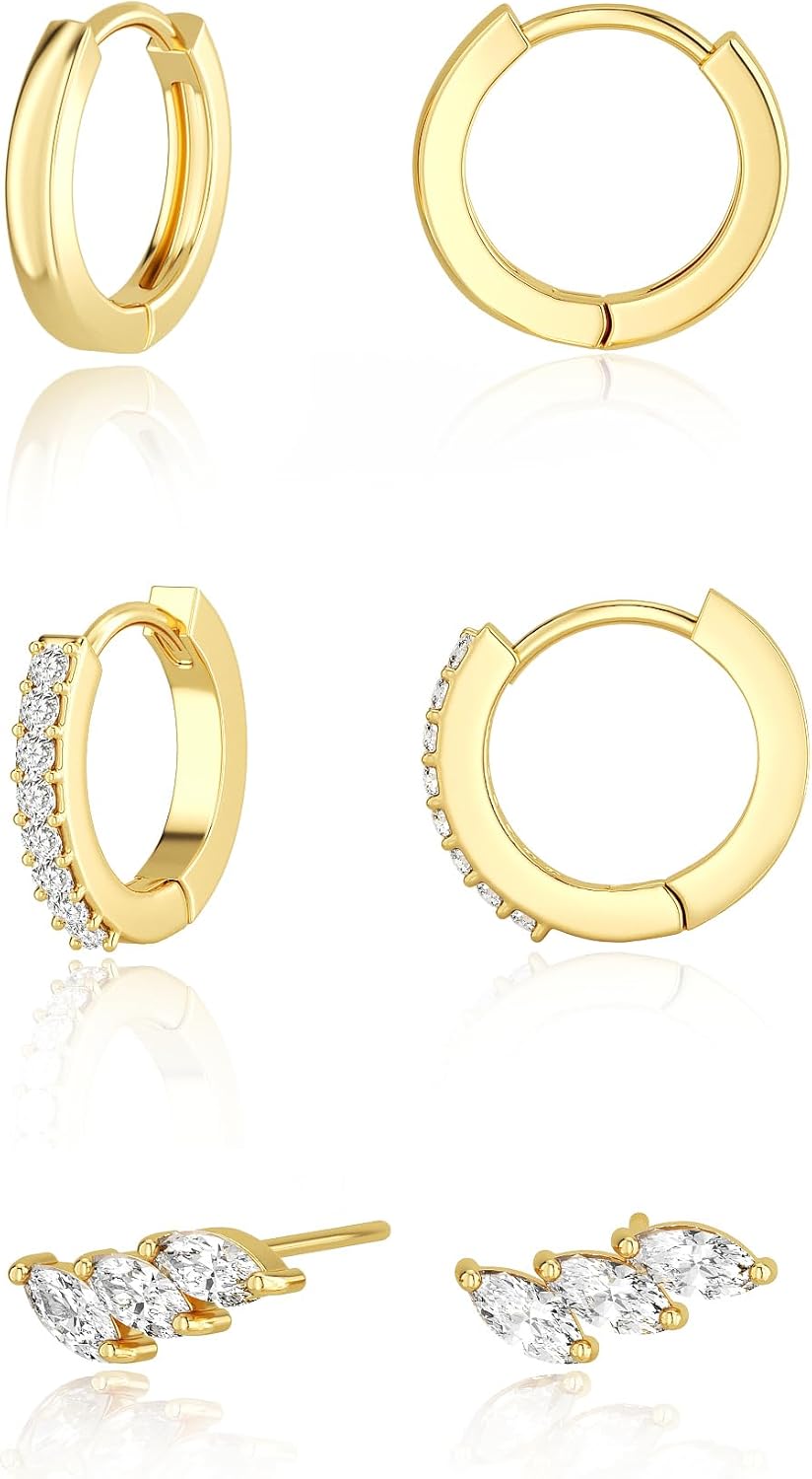 Gold Hoop Earrings Set