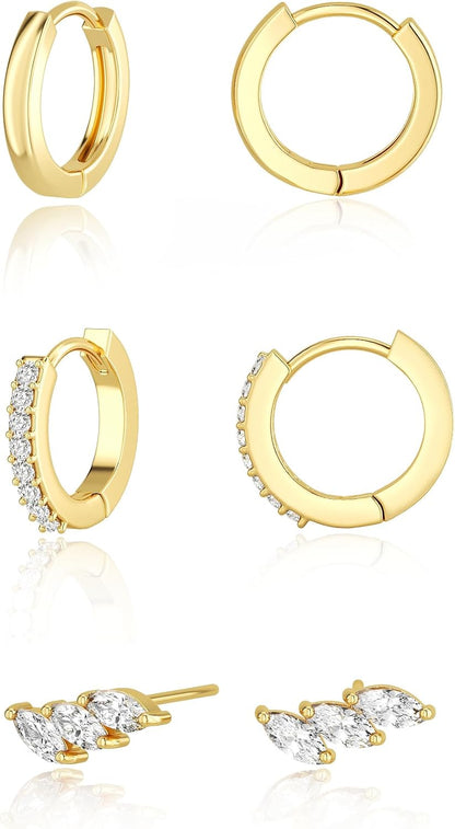 Gold Hoop Earrings Set