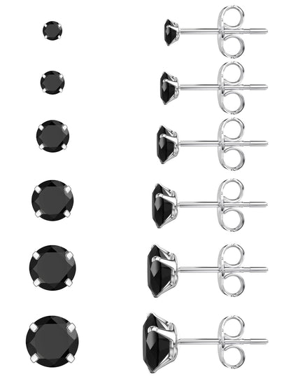 6 Pairs CZ Stud Earrings Set
