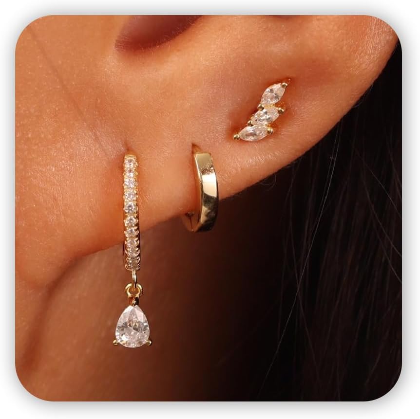 Gold Hoop Earrings Set