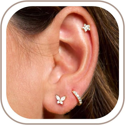 Gold Hoop Earrings Set