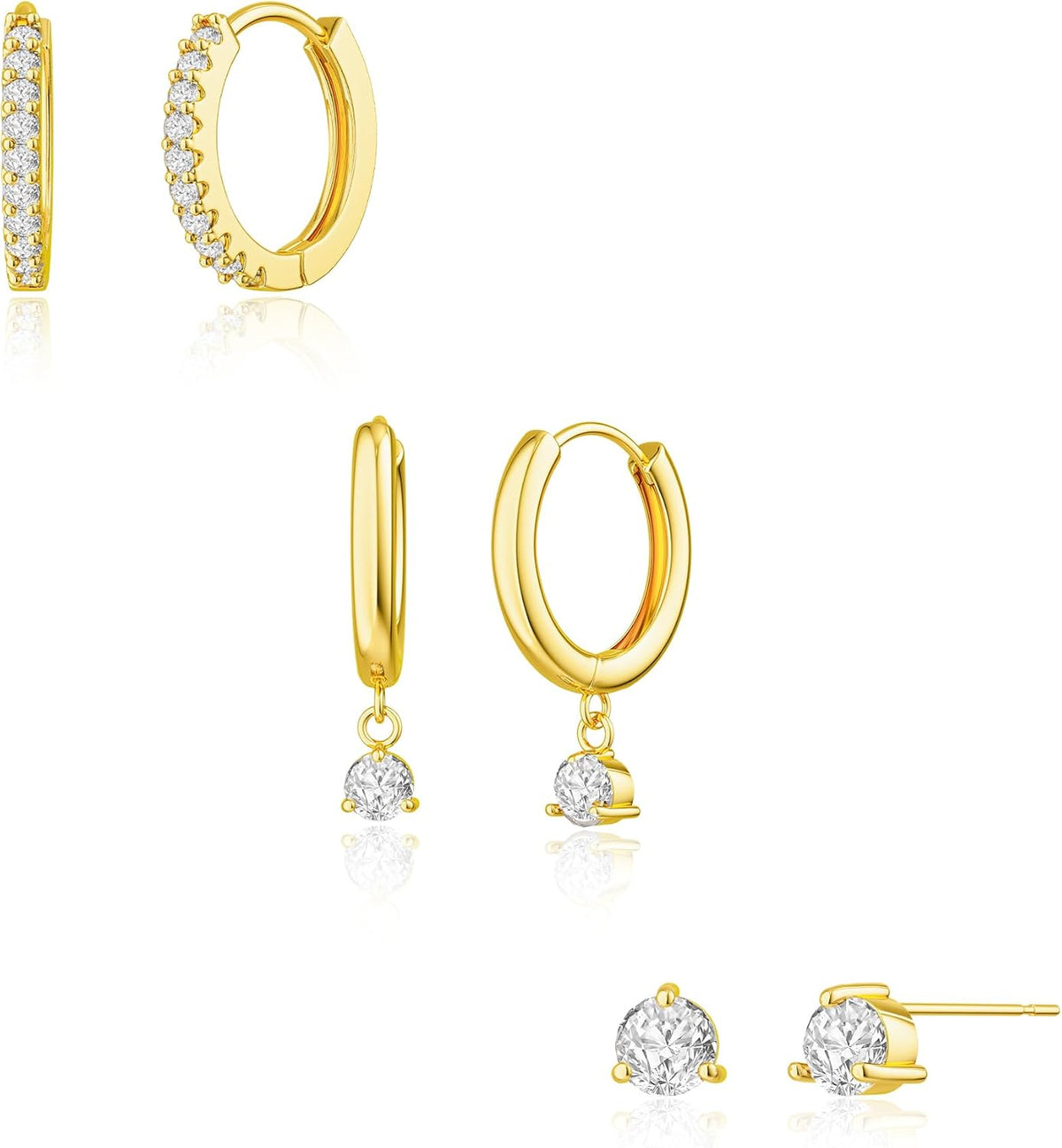 Gold Hoop Earrings Set