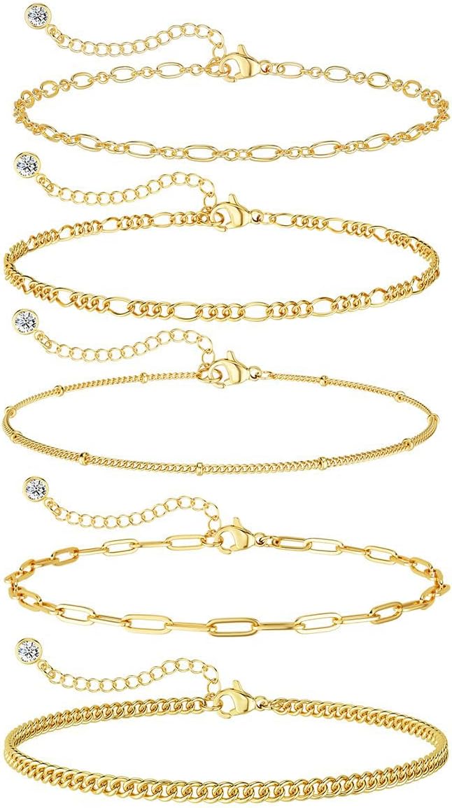 Dainty Gold Bracelet Set