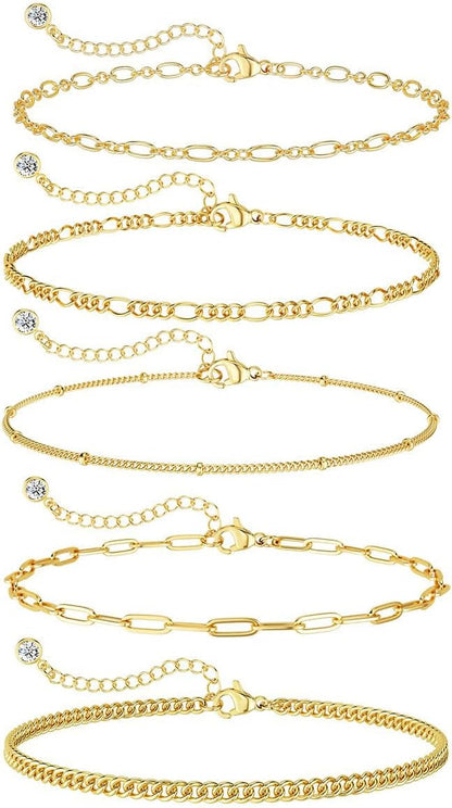 Dainty Gold Bracelet Set