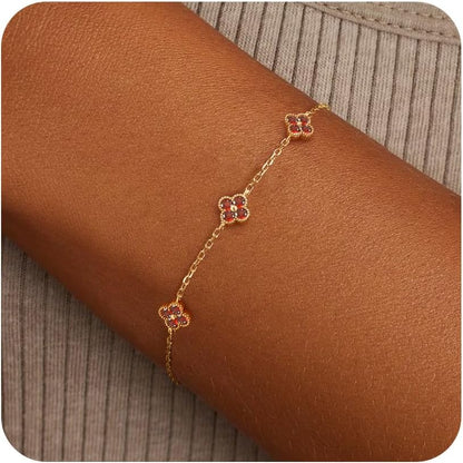 Birthstone Gold Clover Bracelet