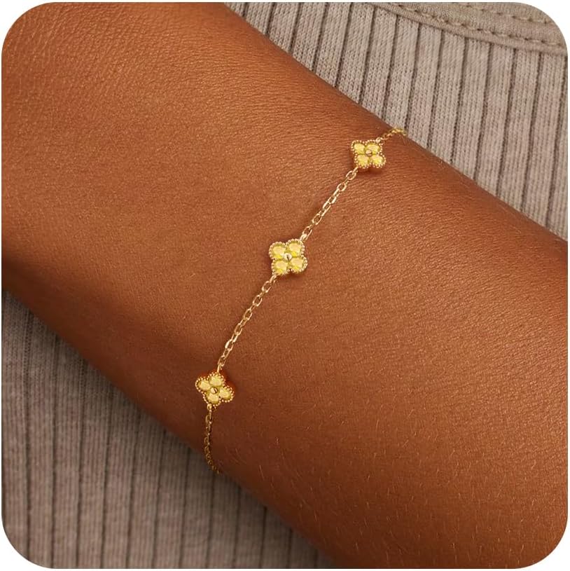 Birthstone Gold Clover Bracelet