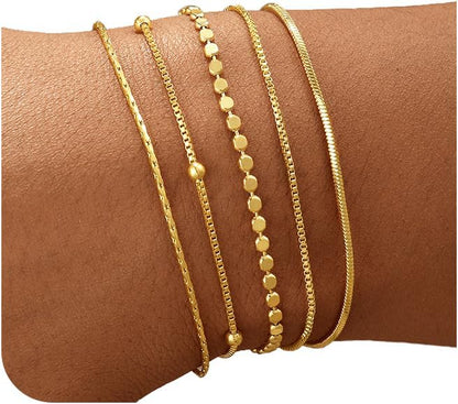 14K Gold Bracelet Stack