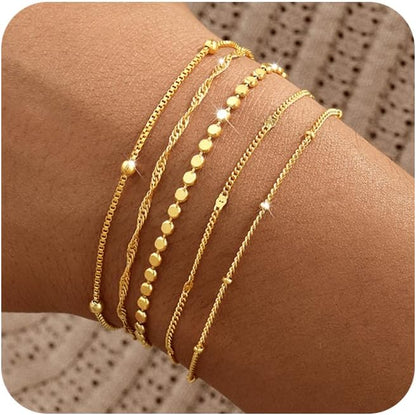 14K Gold Bracelet Stack