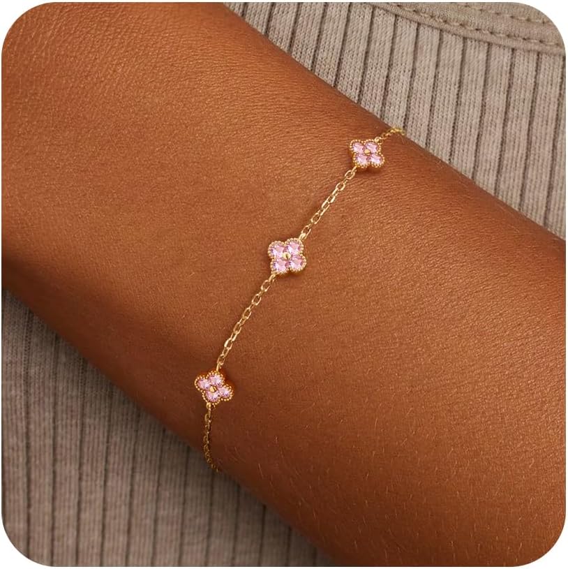 Birthstone Gold Clover Bracelet