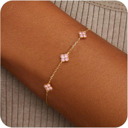 Birthstone Gold Clover Bracelet