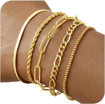 14K Gold Bracelet Stack