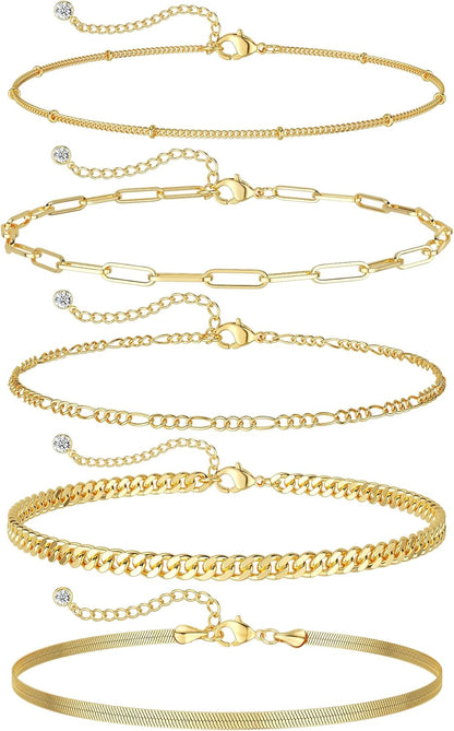 Dainty Gold Bracelet Set
