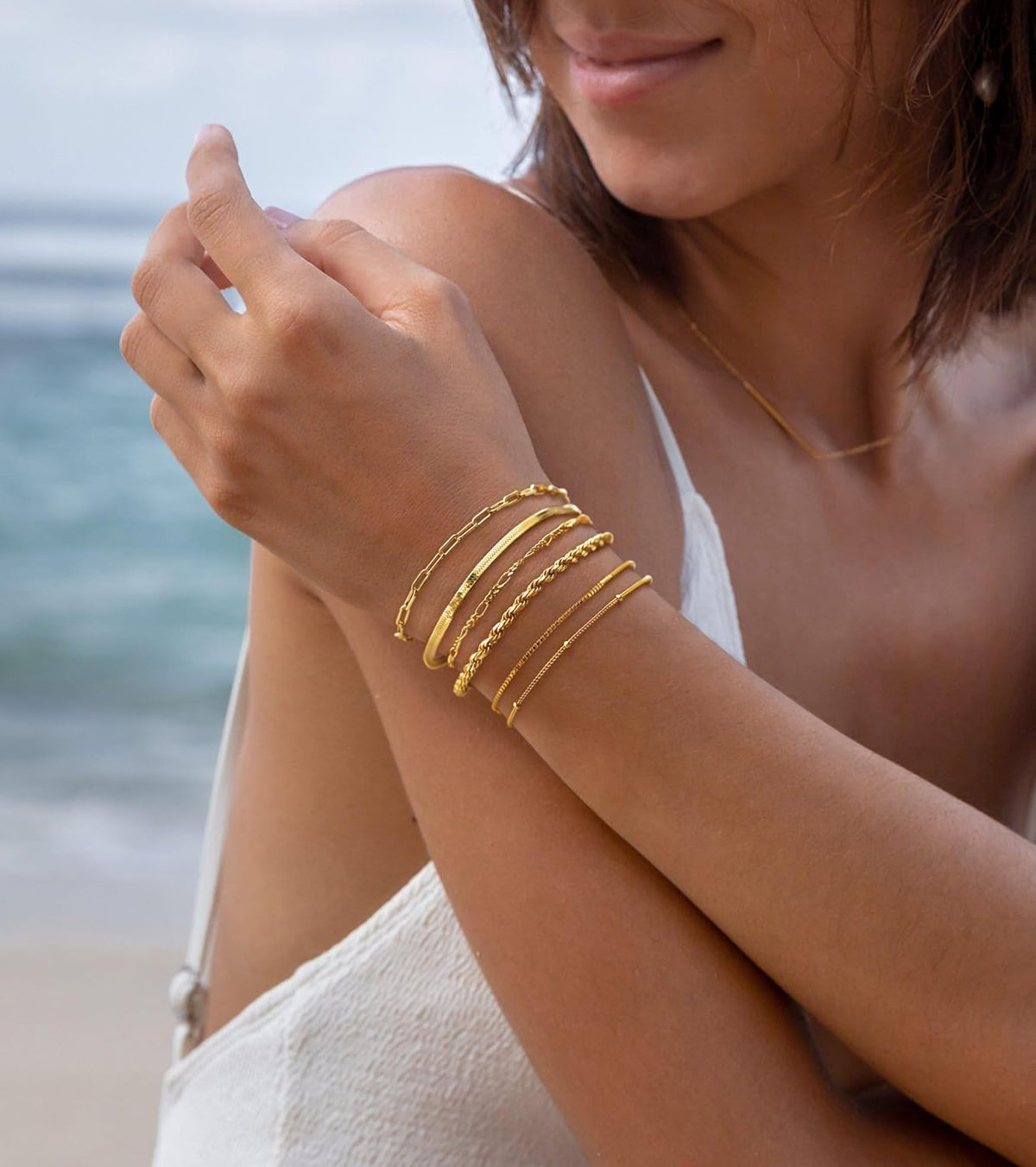 Dainty Gold Bracelet Set