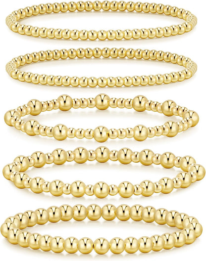 14K Gold Beaded Bracelet Set