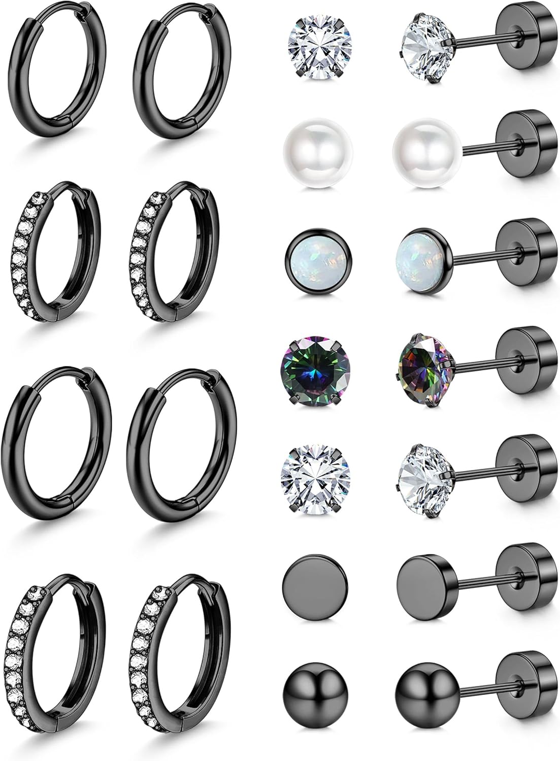Silver Huggie Earrings Set