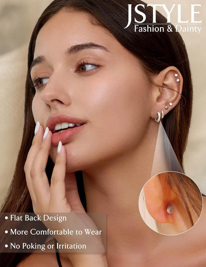 Silver Huggie Earrings Set
