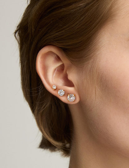 6 Pairs CZ Stud Earrings Set