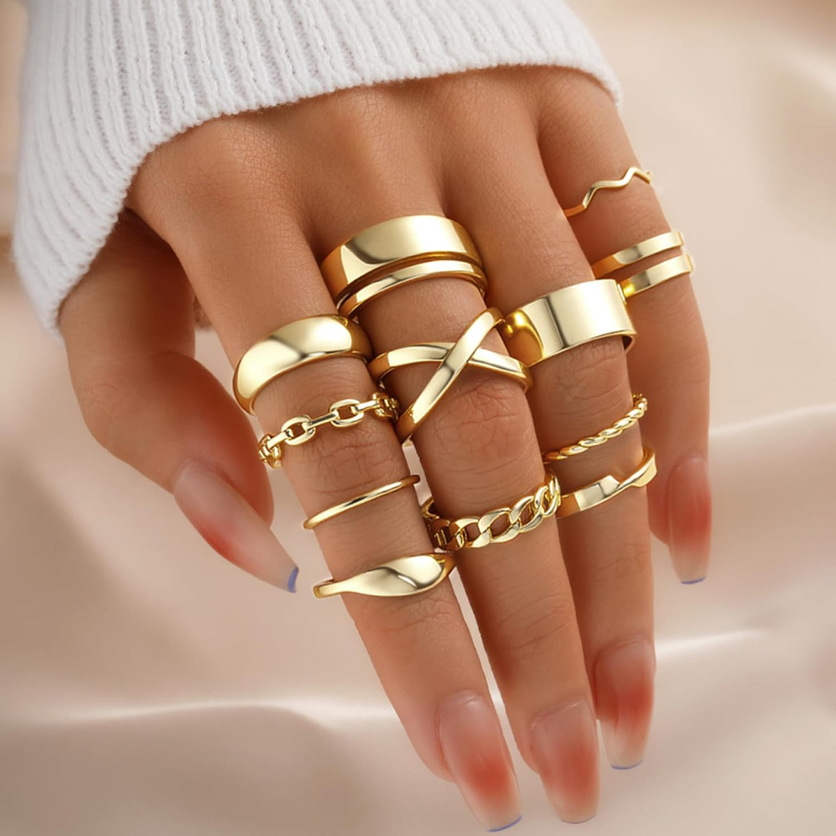 Gold Knuckle Ring Set