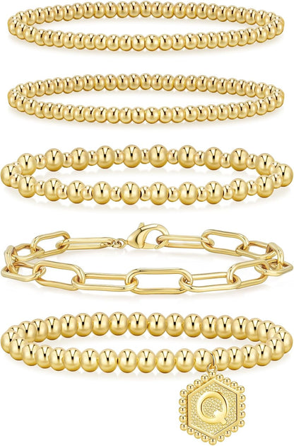 14K Gold Beaded Bracelet Set