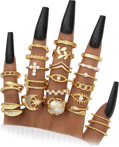 Gold Knuckle Ring Set