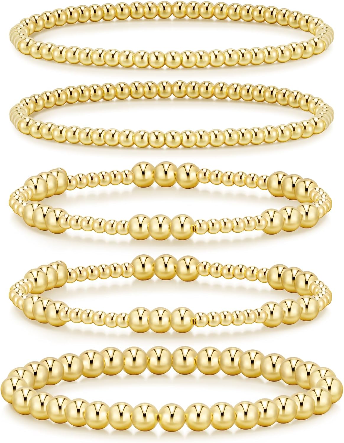 14K Gold Beaded Bracelet Set