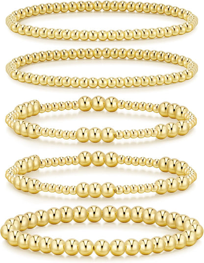 14K Gold Beaded Bracelet Set