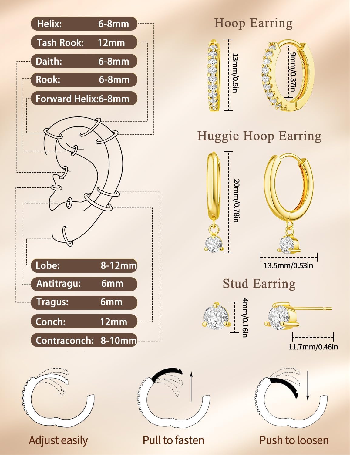 Gold Hoop Earrings Set