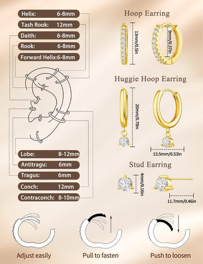 Gold Hoop Earrings Set