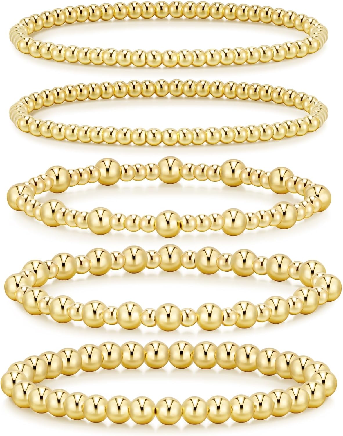 14K Gold Beaded Bracelet Set
