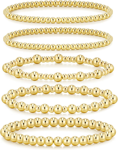 14K Gold Beaded Bracelet Set